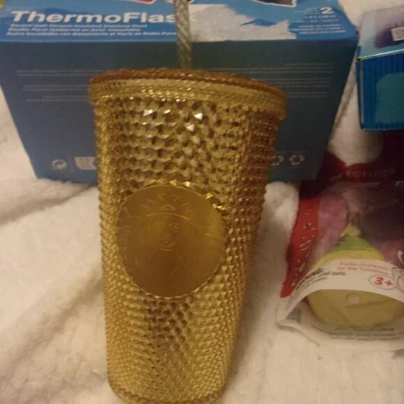 Starbucks Gold Grande Studded Tumbler new Rare 16 oz