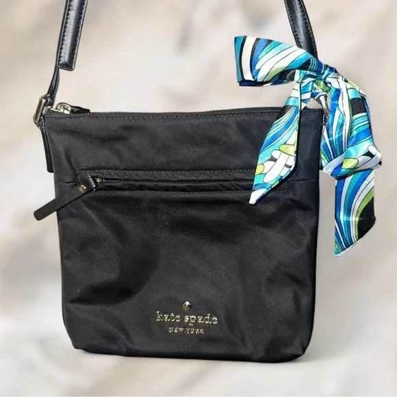 Kate Spade Watson Lane Hester Black Crossbody Purse with Scarf