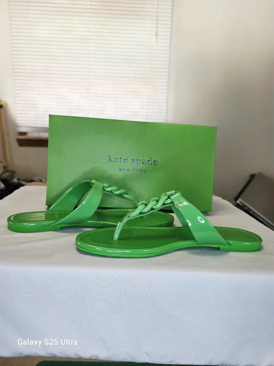 Kate Spade Patent Irene Sandals In Fresh Greens Size 7.5B