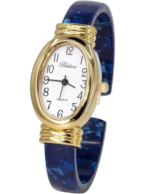 Chic Tortoise Shell Cuff Bangle Watch - Round, Oval, Rectangle Acrylic Design