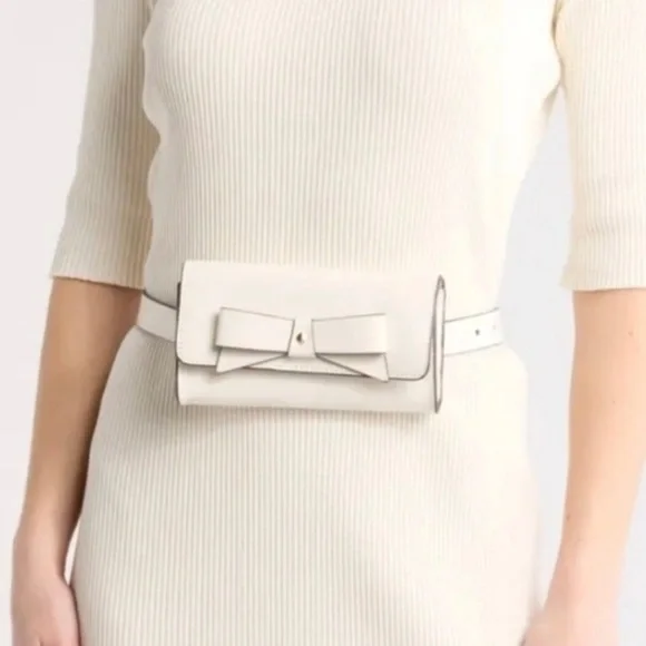 kate spade Cream Leather Bow Belt Bag