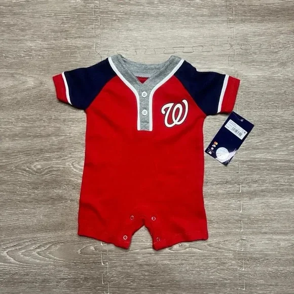 NWT Washington Nationals Baby 0/3 M Jumper‎ Jersey Red Sports Theme Durable