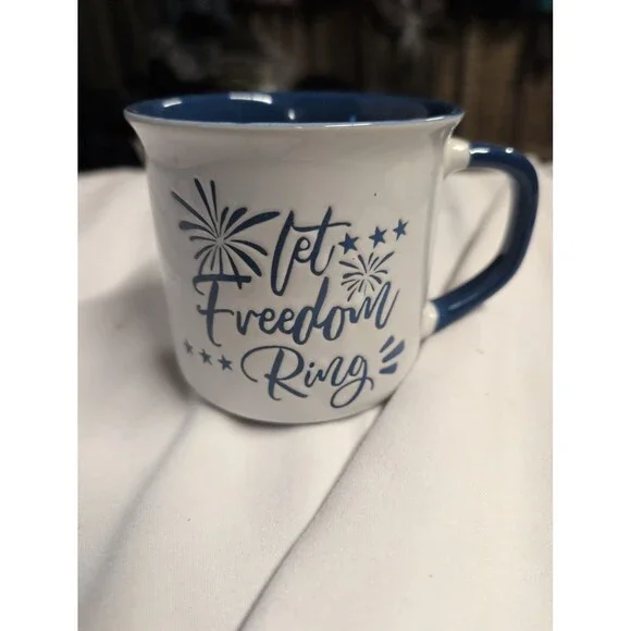 Patriotic Ceramic Mug 'Let Freedom Ring' - 25% Off 5+