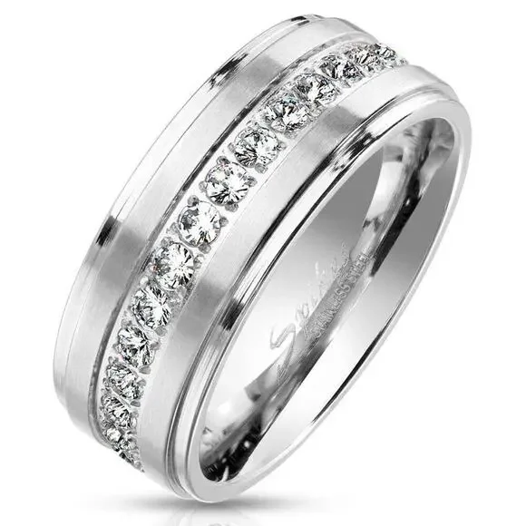 New stainless steel CZ mens ring 14