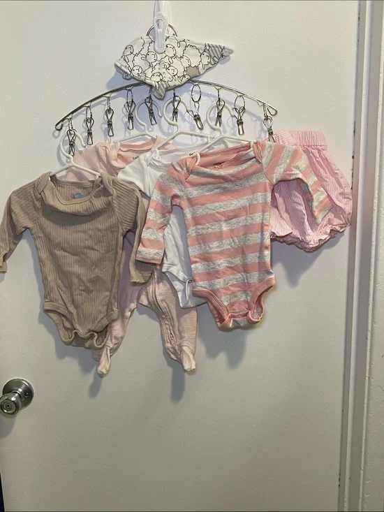 Carter's Pink & Neutral Striped Long-Sleeve Baby Bodysuit Set, with other brands