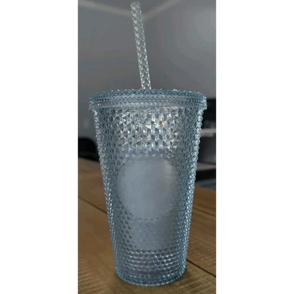 Starbucks Japan Grande Icy Blue Stud Tumbler Transparent Limited Edition‎ 16 oz