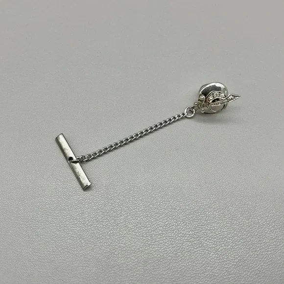 Vintage Masonic Shriner Scimitar Crescent Tie Tack Silver Tone Men's Lapel Pin