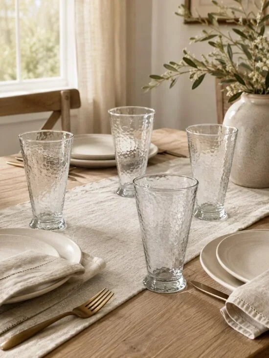 Southern Living at Home Southern Sippers 22oz Hammered Tumbler Glasses Set Of 4