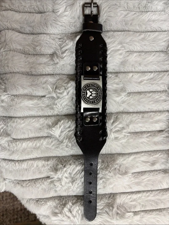 Black Leather Braided Wrist Strap Belt for Men