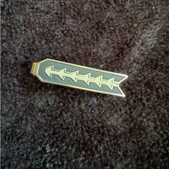 Fish Skeleton Tie Clip Gold Tone Black Fishbone