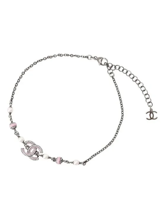 Chanel Necklace CC Logo Faux Pearl Rhinestone