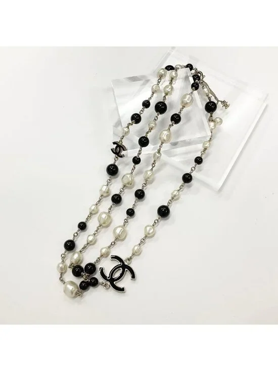 Chanel Necklace CC Logo Pearl Long Gold
