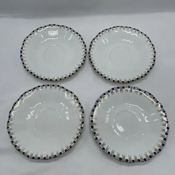 (4) Vintage e Hughes &‎ Co Fenton Saucers Staffordshire Eusancos China England
