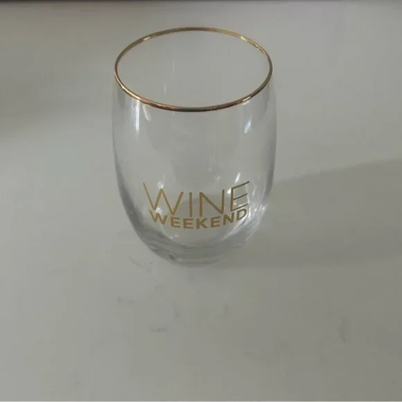 Gold Rimmed Wine Weekend Wine Glass