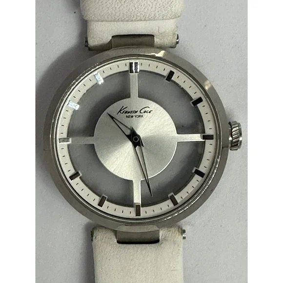 Kenneth Cole NY Womens Watch Transparent Dial KC 2609‎ Leather Signature Band Z