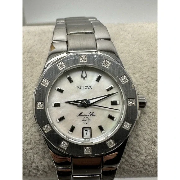 Bulova 96R24 New Battery Ladies Marine Star MOP 26MM 5.75