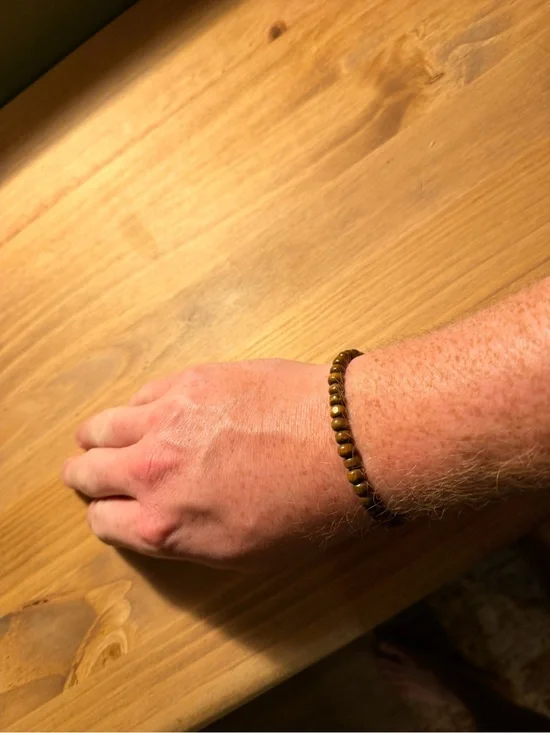 Wood Beaded Tiger Eye Bracelet - Brown