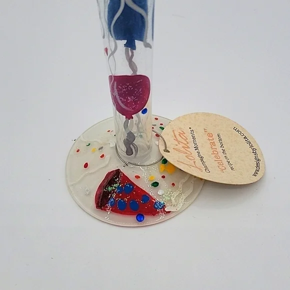 LOLITA NWT Champagne Glass Hand Painted Celebration Recipe on Bottom
