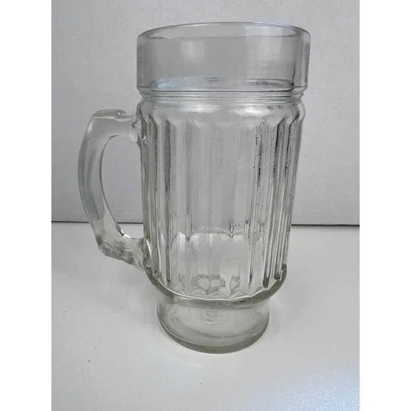 Vintage‎ Anchor Hocking Line Lites Mug Steins Ribbed Tumbler Handle