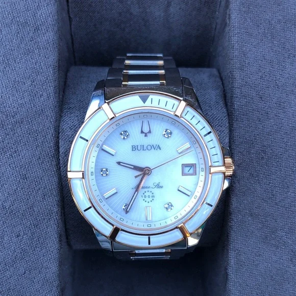 Bulova Two-Tone White Dial Women’s Watch with Gold Accents New Never Worn