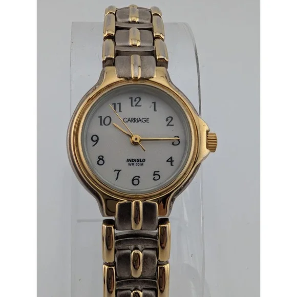 Timex Carriage Indiglo Watch Women 24mm Case Two Tone 6.5