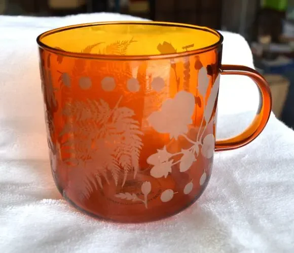 Fringe Studio Borosilicate Single Wall Glass Mug, FLEUR FOUND BOTANICALS, 3.5