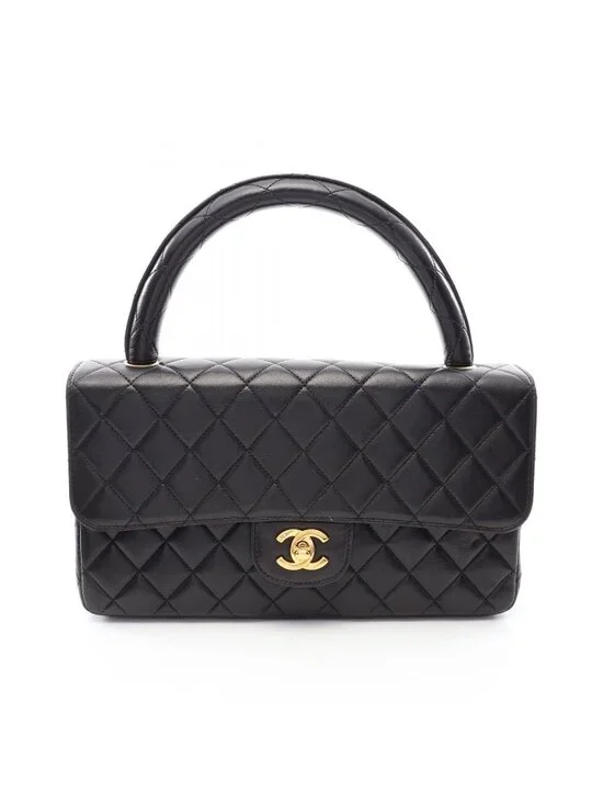 Chanel Handbag Quilted Parent Child Bag Black Lambskin