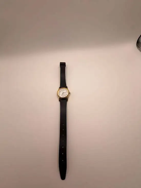 Timex Quartz Water Resistant Gold-Tone Analog Women's Watch with Black Strap