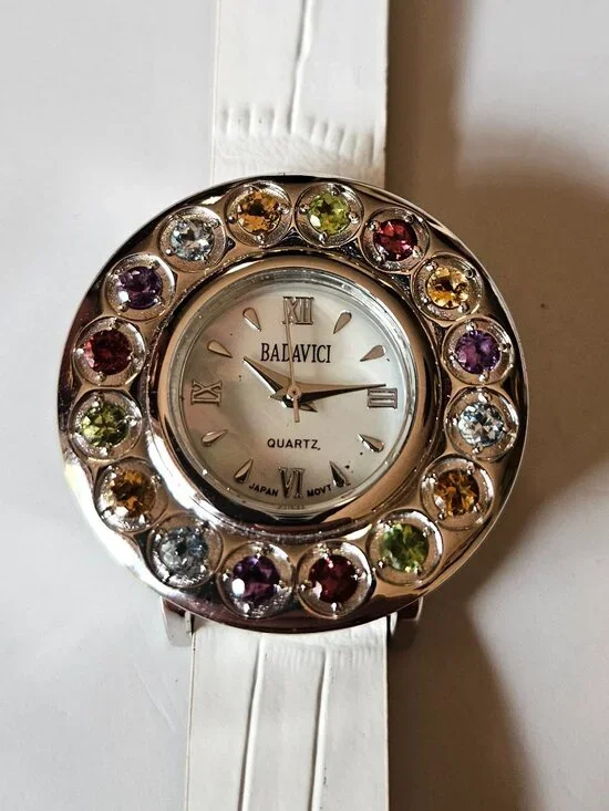 Badavici Designs Women's Watch White MoP Gemstone Bezel Japan movement