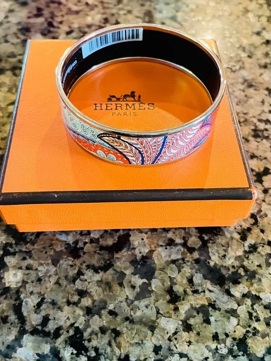 Hermes Multi Color Enamel Bracelet Box, Dust Bag COA