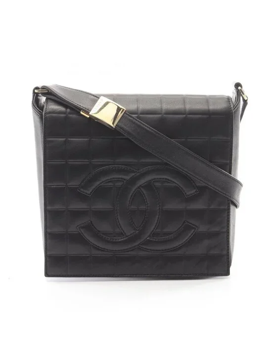 Chanel Shoulder Bag Choco Bar Black Lambskin CC Logo