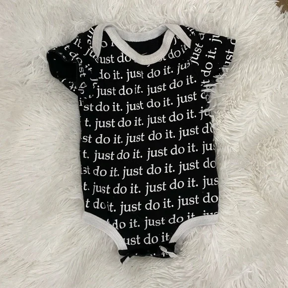 Nike baby Just do it logo black and white onesie 0-6 M