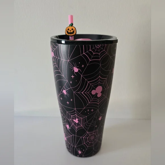 Disney Halloween Tumbler with Straw | Hidden Mickey Spiderweb Cup