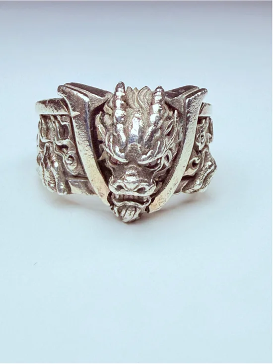 NightRider Bushido Dragon Red Garnet Eye 925 Sterling Silver Warrior Ring $655