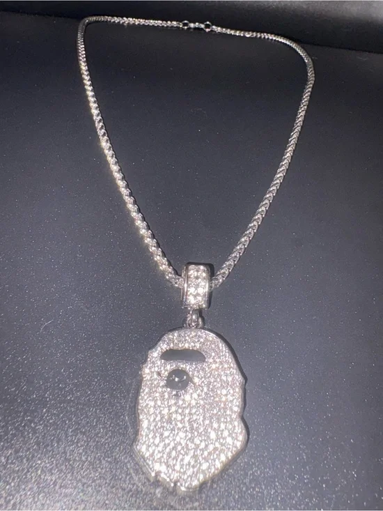 Silver Bape Franco Link Necklace 22in