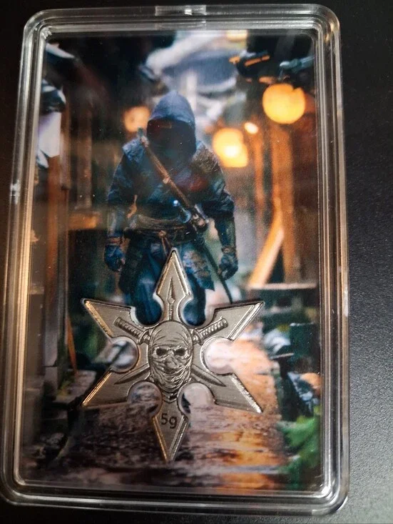 Silver Ninja Star Enamel Pin - Silver