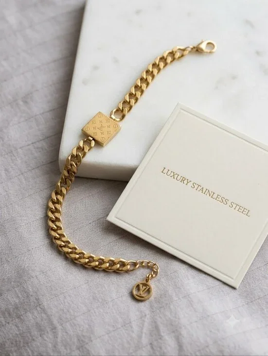 & Other Stories Gold Link Bracelet with Signature Charm