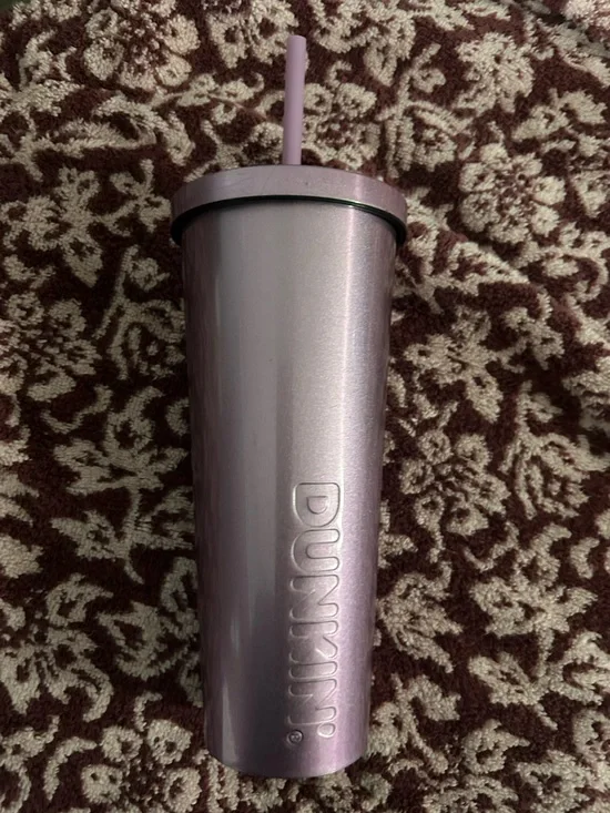 Dunkin® Metallic Lavender Insulated Tumbler with Straw