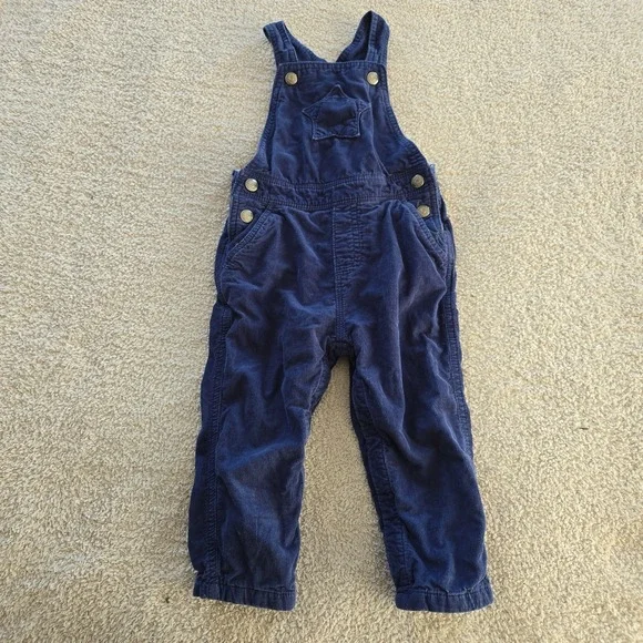 Baby Boden Blue Corduroy Star Patch Overalls 18-24 Months 100% Cotton