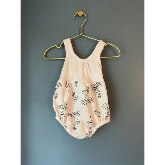Hanna Andersson Hopscotch Flamingo Bubble Romper‎