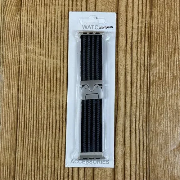 Apple Watch Band 38 40 41 42mm Nylon Sport Strap Black Gray Stripe New‎