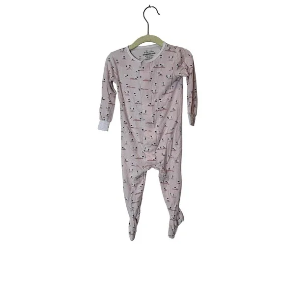Magnetic Me Footie Pajamas Baby Girls 9-12M Pink Animal Modal One Piece Coverall