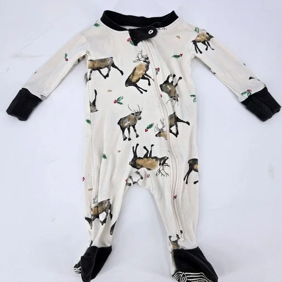 Burt's Bees‎ Baby Sleeper Organic Cotton Holiday Romper Newborn