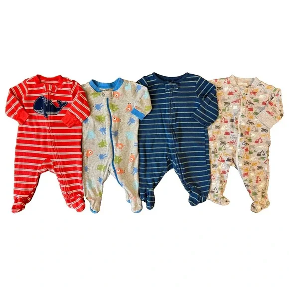 Baby Boy 0/3 Months Footed Sleepers Outfits‎ Zipper Pajamas Clothes Lot Monsters