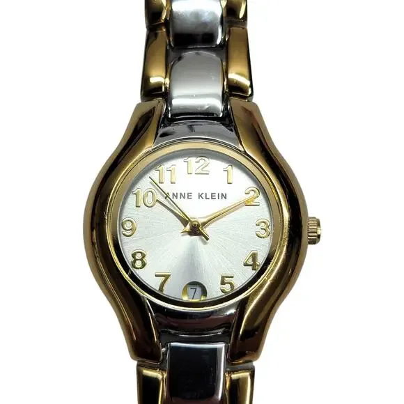 Anne Klein Womens Watch Two Tone Silver Gold Date Window Analog Quartz Battery