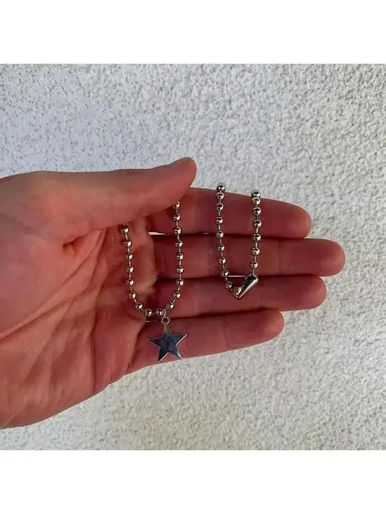 Steel Star Pendant y2k Cyber style choker necklace. Men’s women’s unisex. 17.5