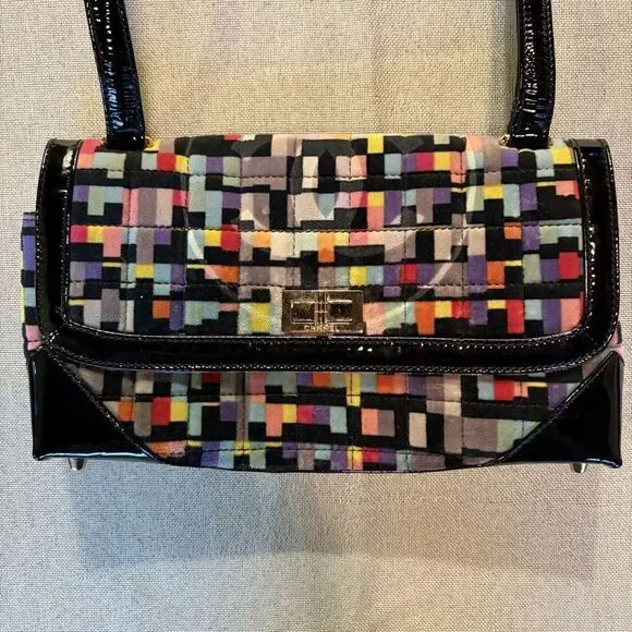CHANEL Multicolor Mademoiselle Velvet Shoulder Bag, Patent Trim & CC Turn-Lock