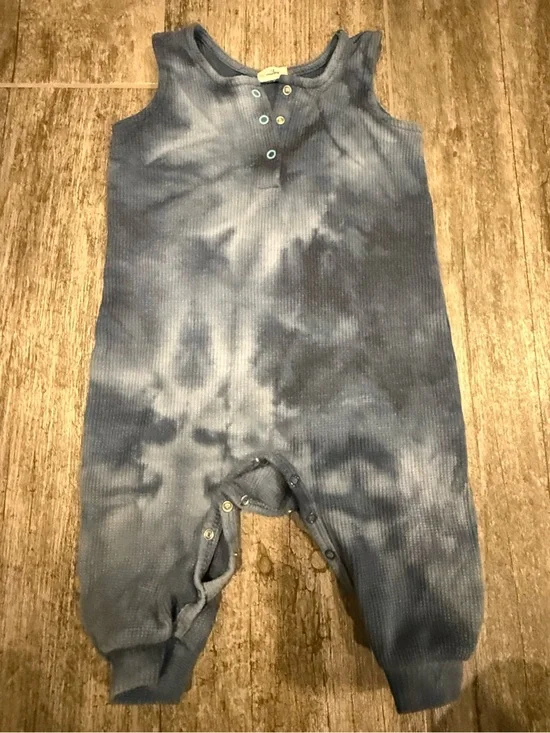 Egg New York Blue Tie-Dye Sleeveless One-Piece Romper - 12 months