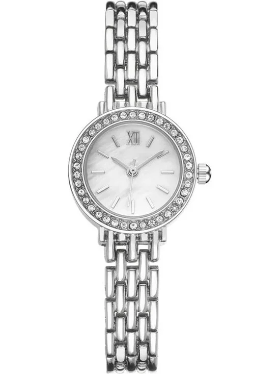 Women's Silver And White Analog Relogio Feminino Waterproof Bracelet Wrist Watch