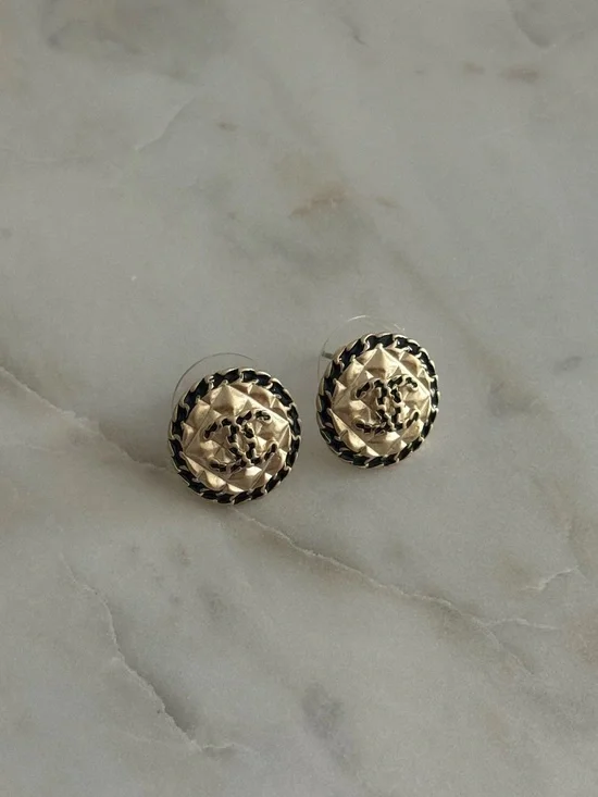 Authentic Chanel Button Stud Earrings